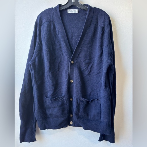 Marks & Spencer Other - Marks & Spencer Lambswool Wool Dark Blue Men's Cardigan